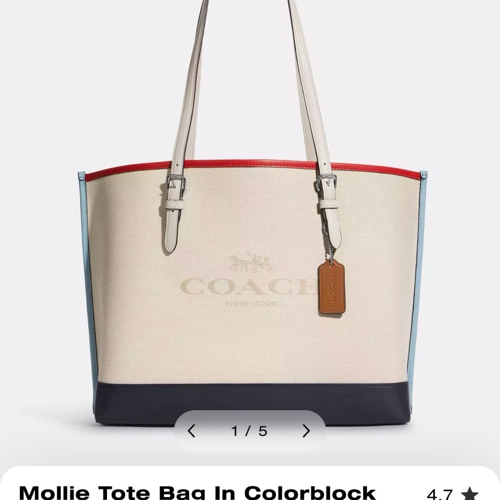 Coach Colorblock Tote in Chalk, Red & Light Blue